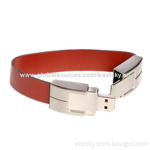 Leather Wristband USB Flash Drive, No Driver Needed, Over Ten Years of Data Retention